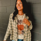 Classic Plaid Lightweight Flannel Top - Green