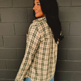 Classic Plaid Lightweight Flannel Top - Green