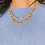 Three Piece Layered Chain Necklace - Gold