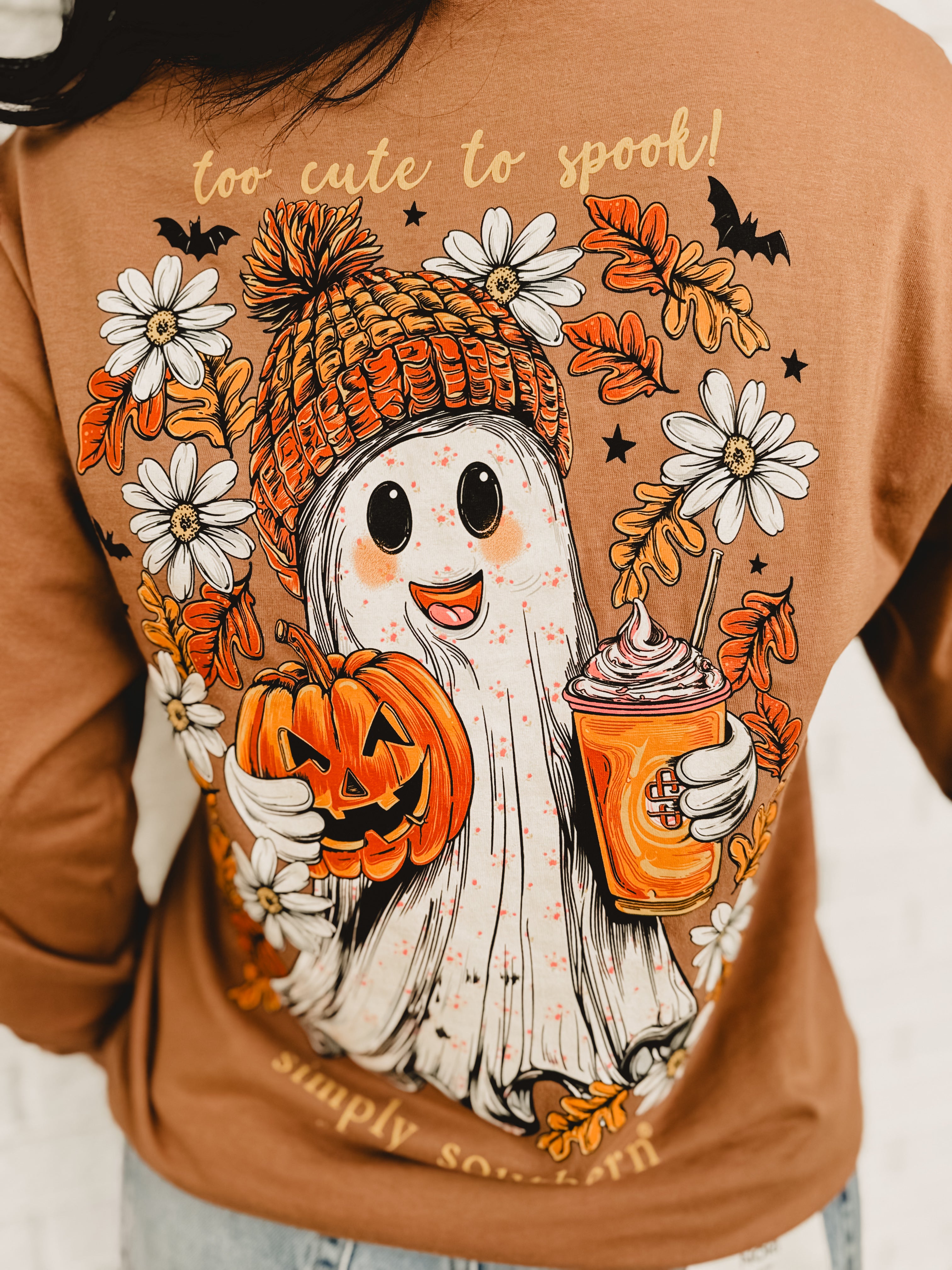 Simply Southern Long Sleeve Ghost Tee - Brown - Lace and Grace Boutique