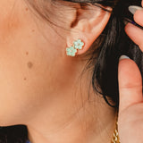 Pearlescent Flower Earrings - Mint