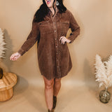 Washed Corduroy Mini Dress - Camel Brown - Lace and Grace Boutique