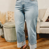 Gabby Super High Rise Cuffed Baggy Straight Jean - Light