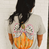 Simply Southern Pumpkin Bow Graphic Tee - Grey