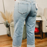 Gabby Super High Rise Cuffed Baggy Straight Jean - Light