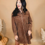 Washed Corduroy Mini Dress - Camel Brown - Lace and Grace Boutique