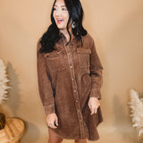 Washed Corduroy Mini Dress - Camel Brown - Lace and Grace Boutique