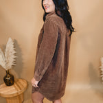 Washed Corduroy Mini Dress - Camel Brown - Lace and Grace Boutique