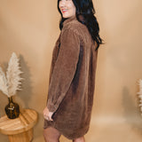 Washed Corduroy Mini Dress - Camel Brown - Lace and Grace Boutique