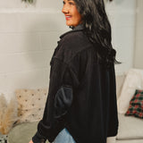 Oversized Basic Fleece Shacket - Black