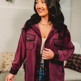Oversized Basic Fleece Shacket - Eggplant