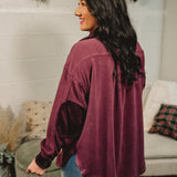 Oversized Basic Fleece Shacket - Eggplant