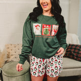 Christmas Postage Stamp Sweatshirt - Hunter Green
