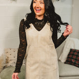 Suede Sleeveless Shift Mini Dress - Oatmeal