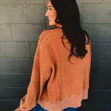 Thermal Long Sleeve Pullover - Burnt Orange