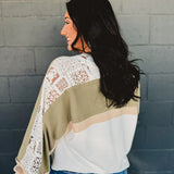 Color Block Lace Detail Top - Off White