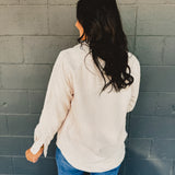 Corduroy & Plaid Reversible Shacket - Cream