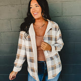 Corduroy & Plaid Reversible Shacket - Cream