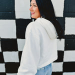 Kentucky Layered Patch Cropped Hoodie - White - Lace and Grace Boutique