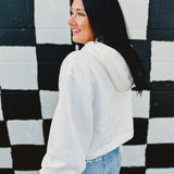 Kentucky Layered Patch Cropped Hoodie - White - Lace and Grace Boutique