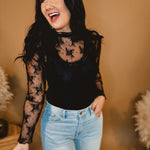 All Dressed Up Sheer Lace Top - Black - Lace and Grace Boutique