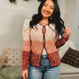 Melange Color Block Cardigan - Berry Multi