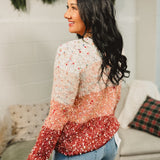 Melange Color Block Cardigan - Berry Multi