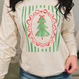 Striped Tree Long Sleeve Graphic Tee - Ivory
