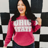 Ohio State Puff Dyed Sweatshirt - Washed Scarlett