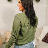 Nativity Scene Long Sleeve Graphic Tee - Olive