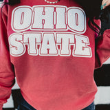 Ohio State Puff Dyed Sweatshirt - Washed Scarlett