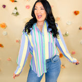 Multicolor Striped Button Up Shirt - Blue Multi