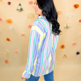 Multicolor Striped Button Up Shirt - Blue Multi