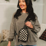 Checkered Crossbody Sling Bag - Black