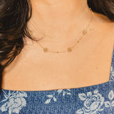 Dainty Flower Link Necklace - Gold