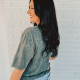 1776 Land of the Free Mineral Wash Graphic Tee - Stone Gray