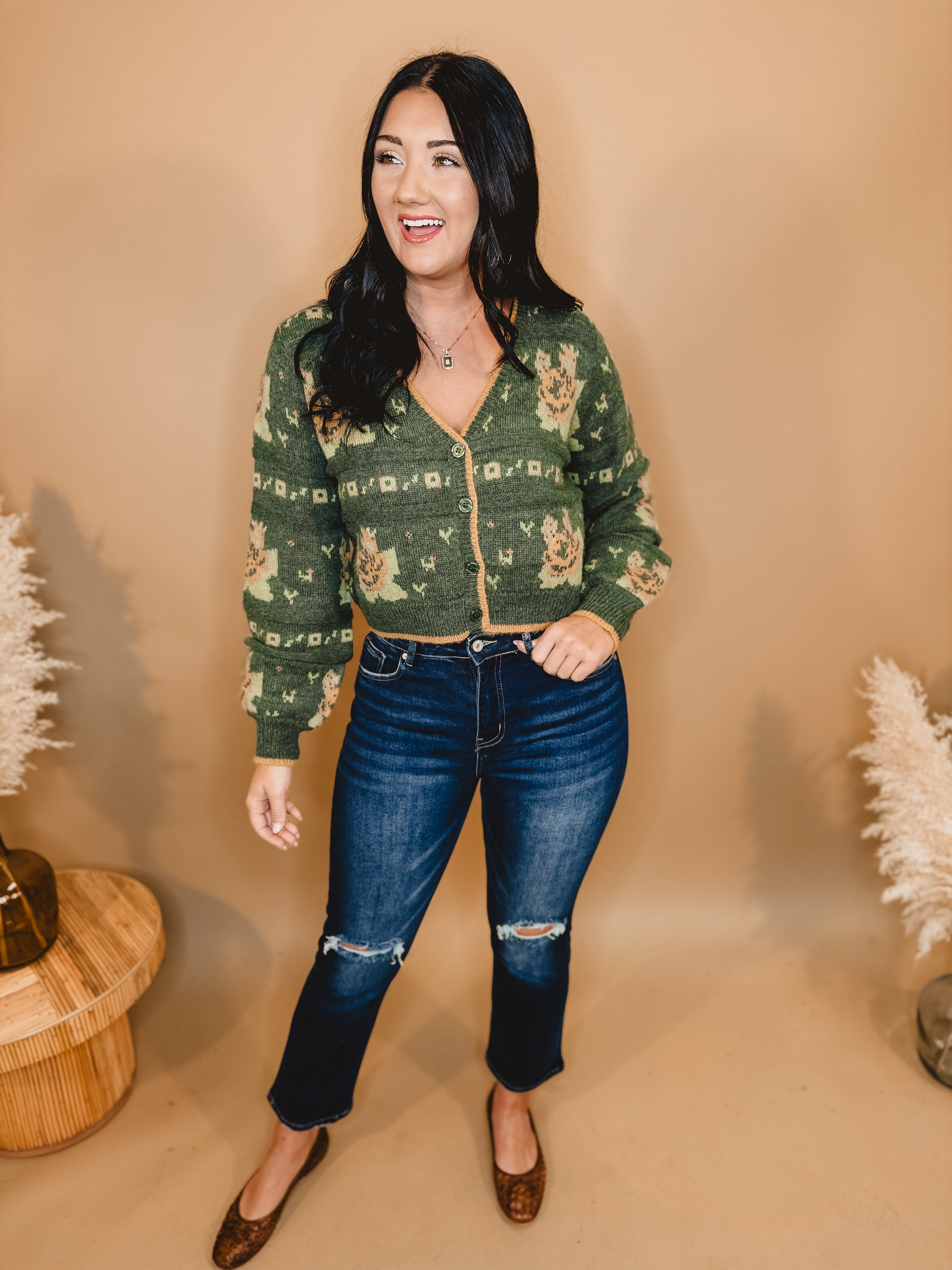 Rainey Distressed Cropped Mid Rise Jean - Dark Wash - Lace and Grace Boutique