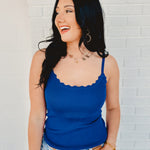 Scalloped Cami Top - Royal Blue - Lace and Grace Boutique