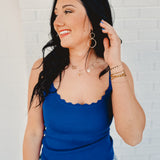 Scalloped Cami Top - Royal Blue - Lace and Grace Boutique