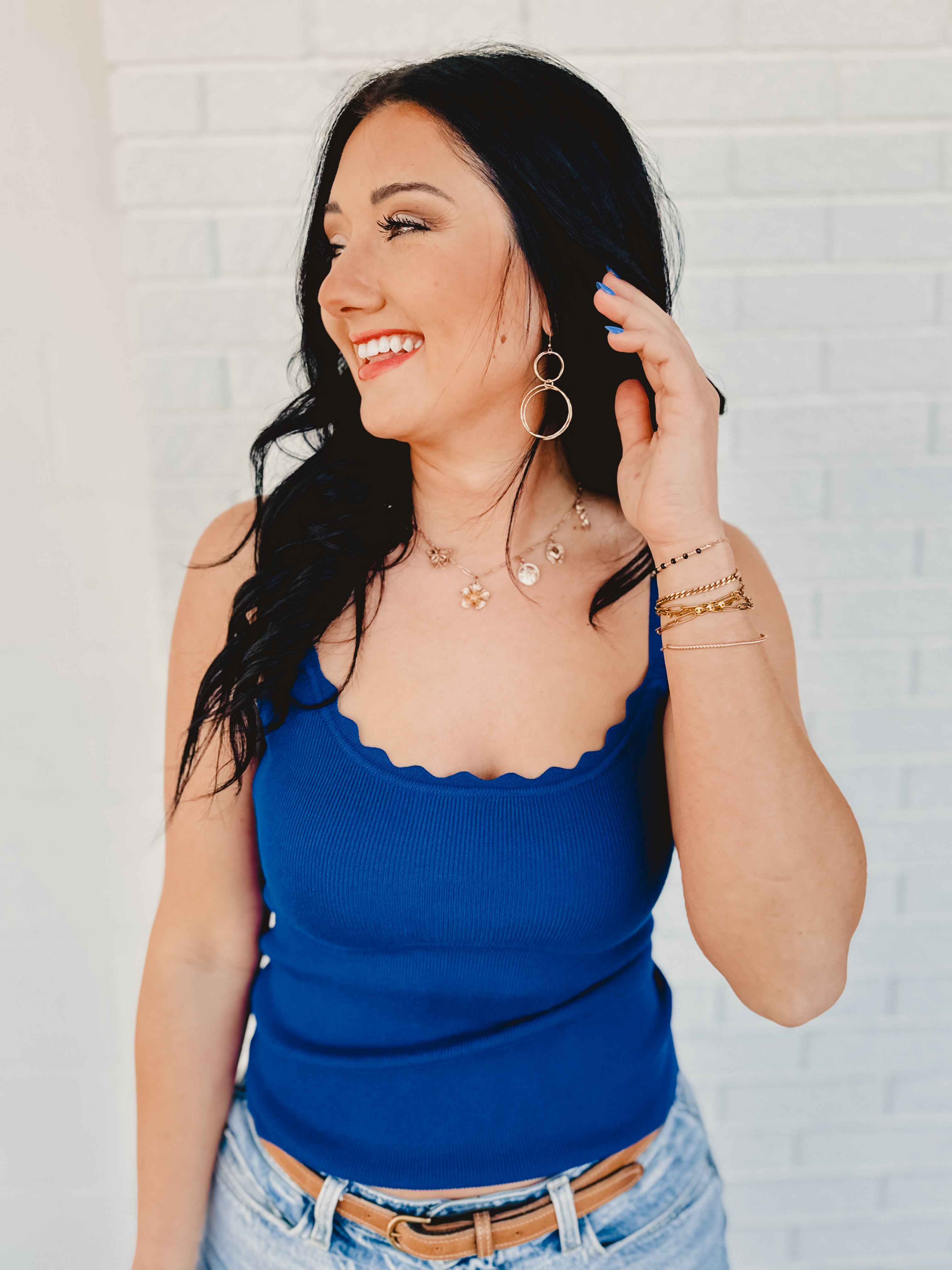 Scalloped Cami Top - Royal Blue - Lace and Grace Boutique