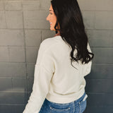 Exposed Seam Button Down Cardigan - Cream