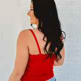 Scalloped Cami Top - Red - Lace and Grace Boutique