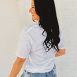 American Flag Hand Drawn Tee - White - Lace and Grace Boutique