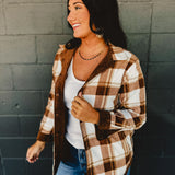Corduroy & Plaid Reversible Shacket - Brown