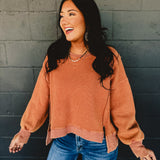 Thermal Long Sleeve Pullover - Burnt Orange
