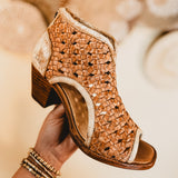 Bedstu Ransom Peep-Toe Heels - Tan Rustic Nectar Lux - Lace and Grace Boutique