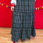 Christmas Plaid Tiered Maxi Skirt - Hunter Green - Lace and Grace Boutique