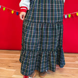 Christmas Plaid Tiered Maxi Skirt - Hunter Green - Lace and Grace Boutique