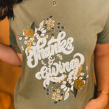 Thanks & Giving Graphic Tee - Olive - Lace and Grace Boutique
