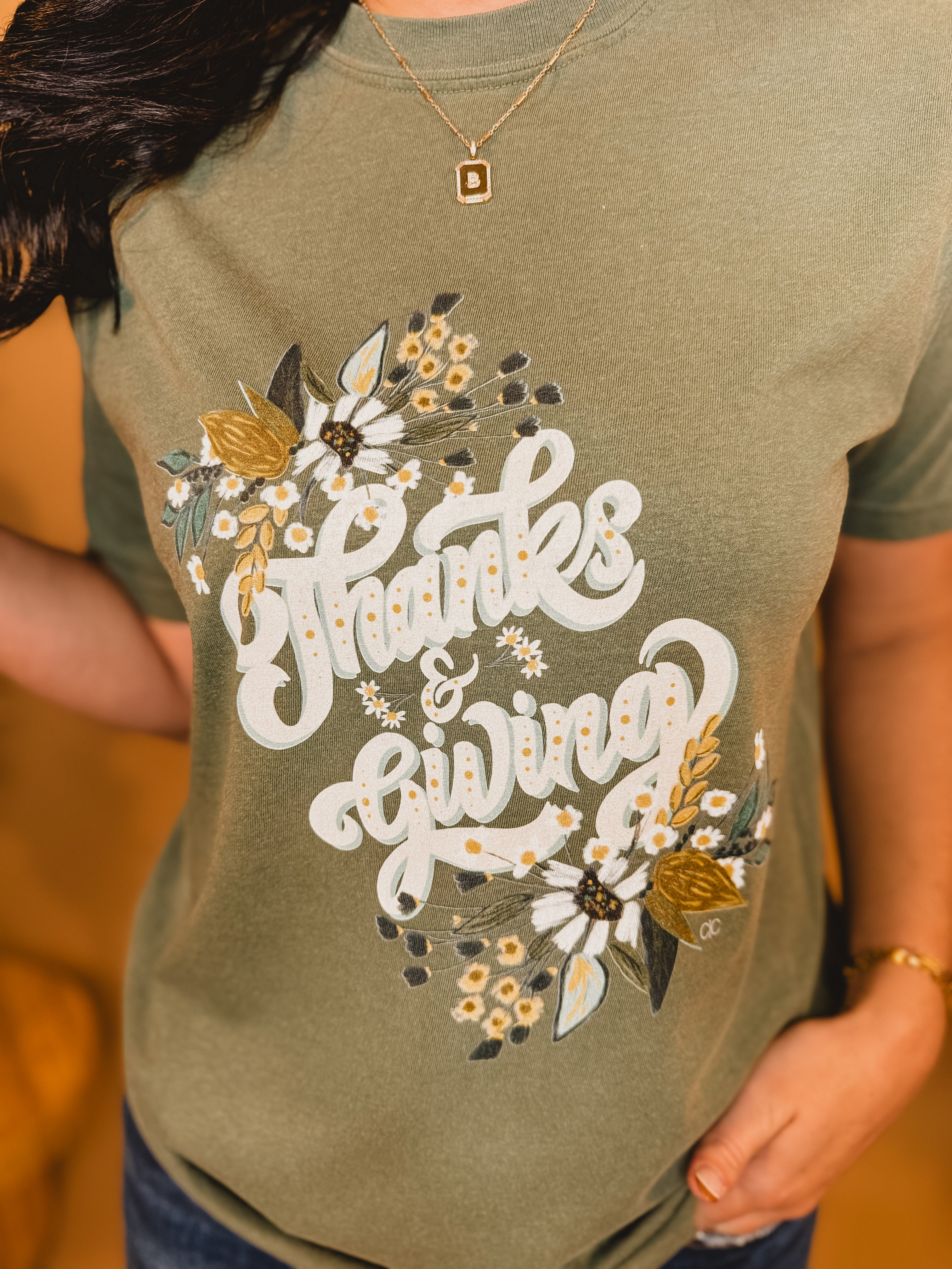 Thanks & Giving Graphic Tee - Olive - Lace and Grace Boutique